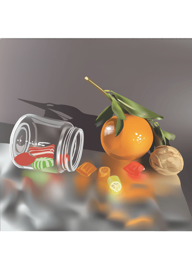 vector art of a still life scene, as a png